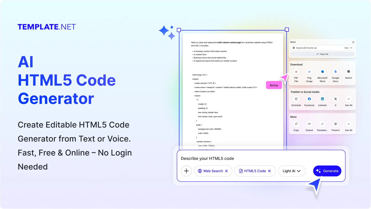 Free AI HTML5 Code Generator, Create Responsive HTML5 Code Online